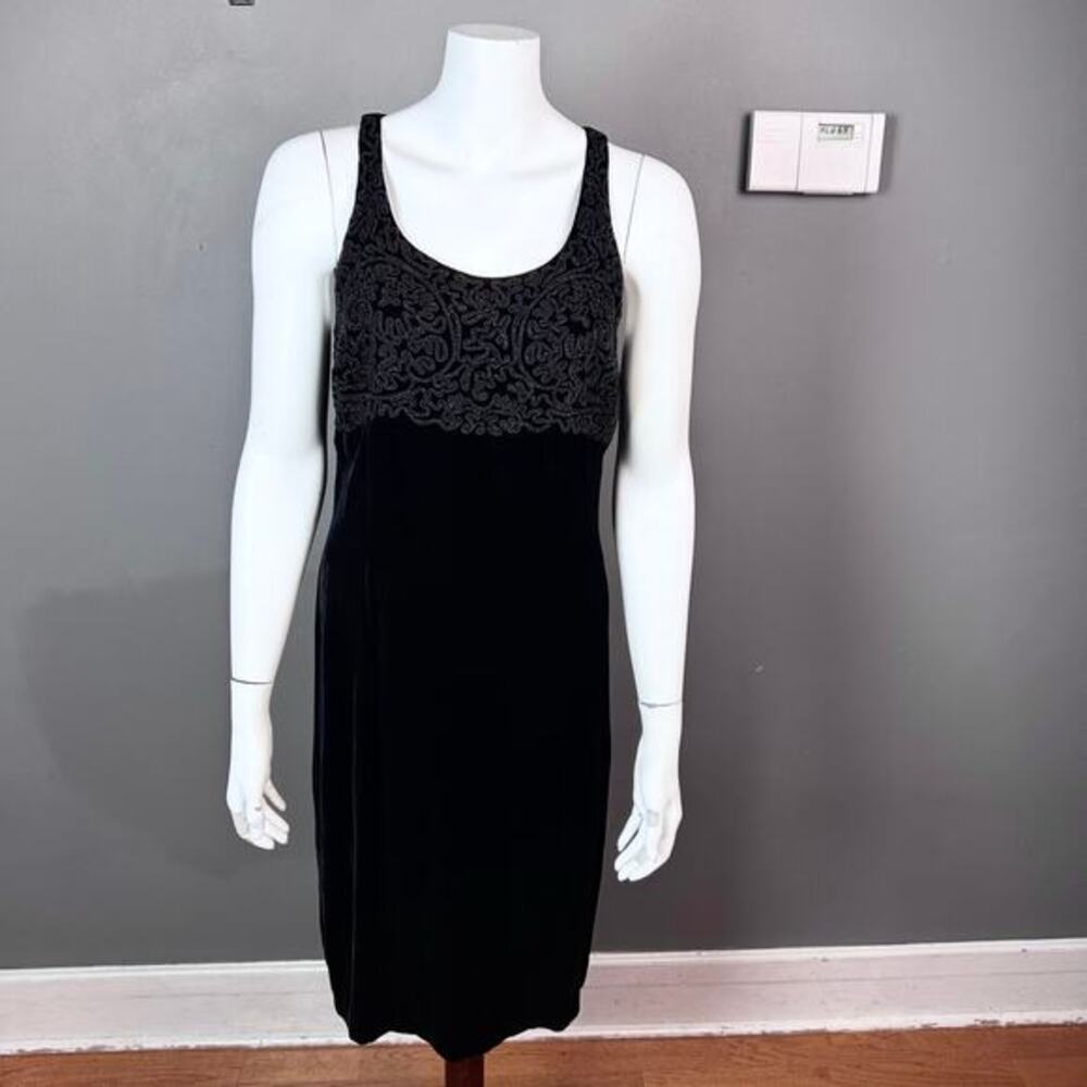 Zelda dress‎ size 10 velvet beaded sheath black luxury designer Y2K VTG Cocktail